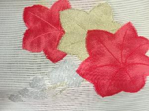 アンティーク　絽楓に梅模様織出し名古屋帯